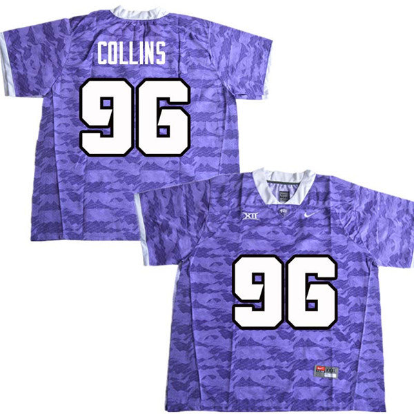 Men #96 Dennis Collins TCU Horned Frogs College Football Jerseys Sale-Purple - Click Image to Close